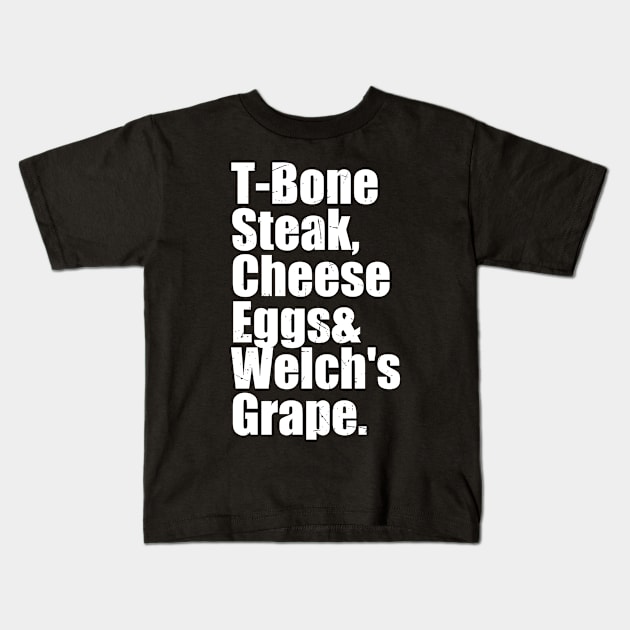 Guest Check - T-Bone Steak, Cheese Eggs, Welch's Grape Kids T-Shirt by Duhkan Painting